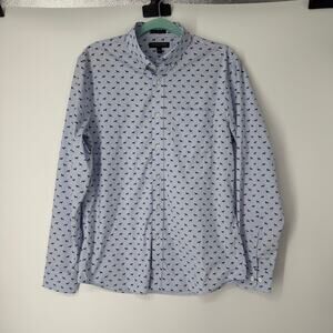 Banana Republic Tech Stretch Cotton Dog Print Button Down Long Sleeve Shirt SZ M